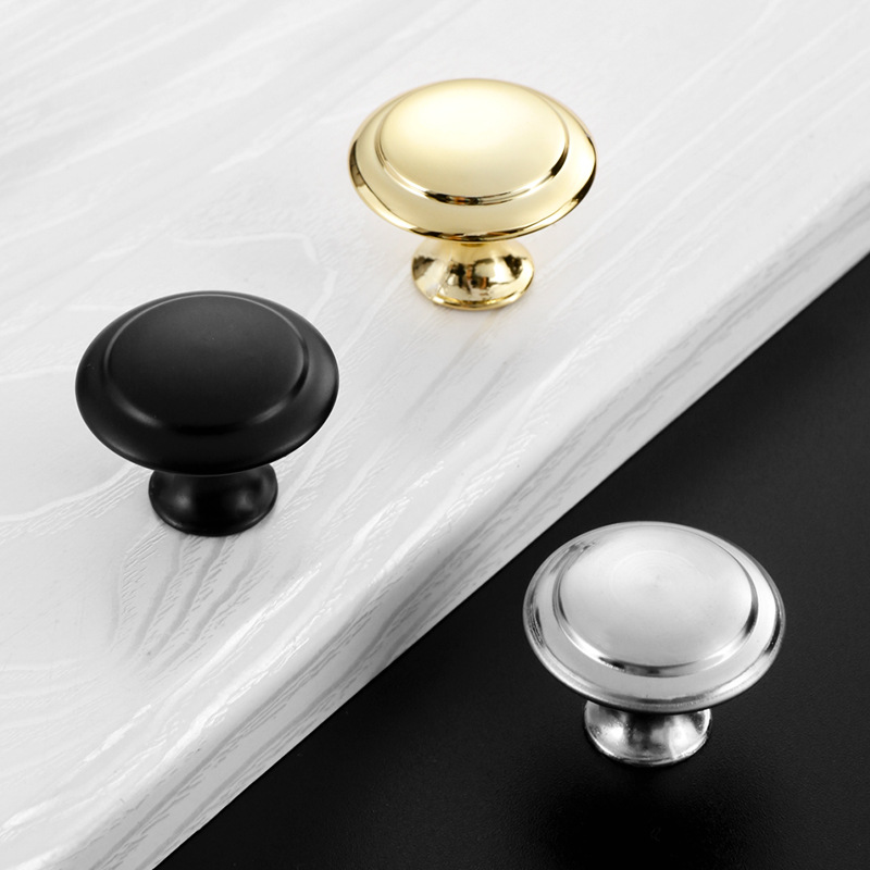 Stainless steel single hole handle golden black cabinet shoe cabinet mushroom door handle simple drawer round furniture handle