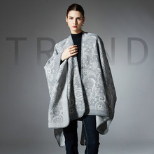 她信服饰跨境几何圆形腰果花佩斯利披肩斗篷可定制交叉秋冬披肩