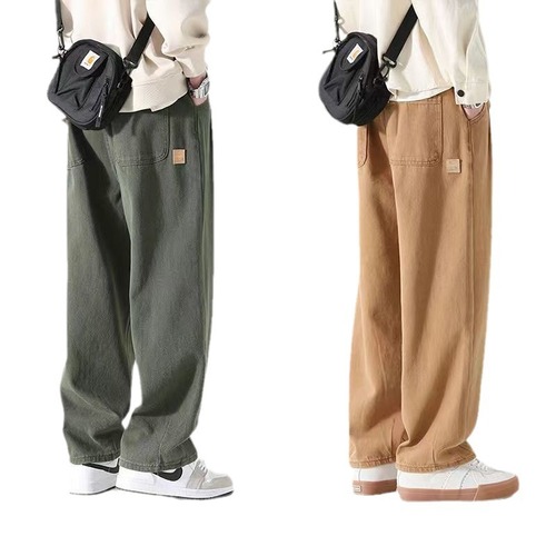 Summer New American Retro Trend Work Pants Men's Casual Long Pants Streetwear Brand Loose Straight Leg Pants Men's High Street Versatile