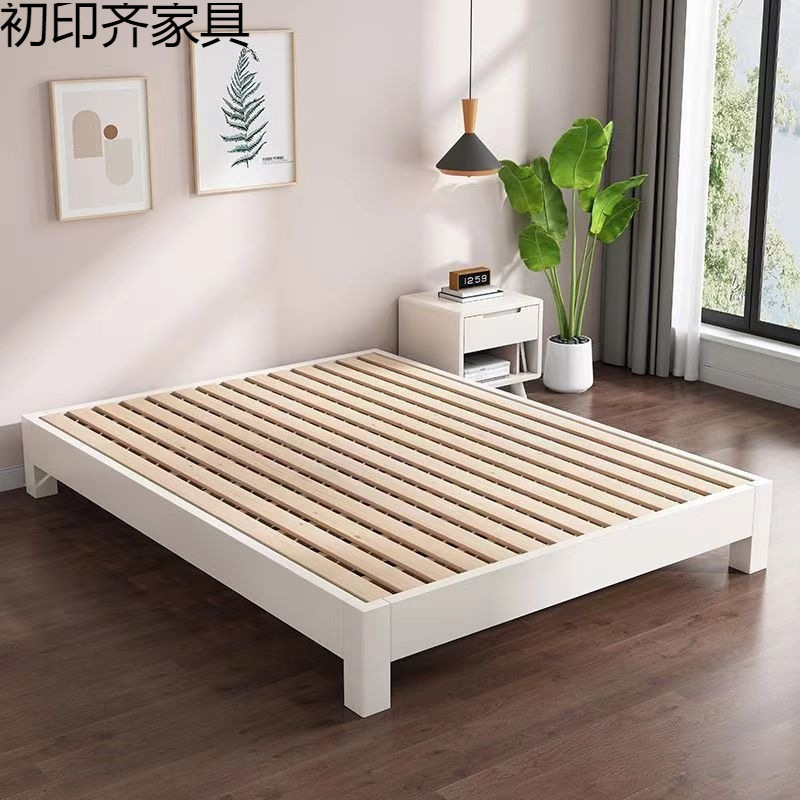 Tatami Bed Solid Wood Without Bedside Rental Double Bed Home B&B Moisture-Proof Bed Frame Modern Simple Solid Wood Bed