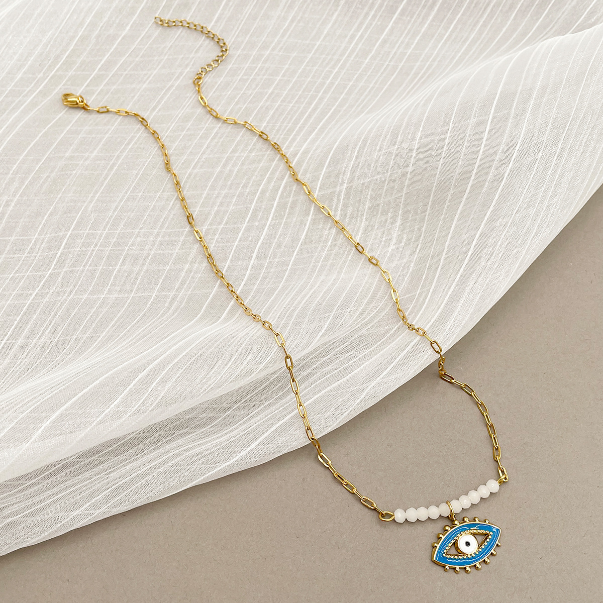 Fashion Devilu0027S Eye Stainless Steel Titanium Steel Beaded Enamel Plating Pendant Necklace 1 Piec