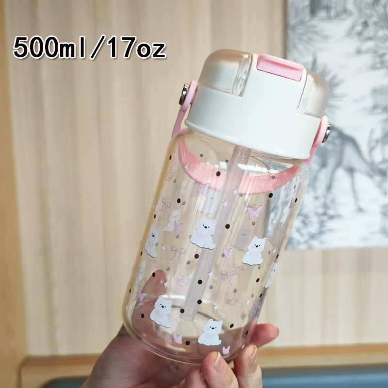 Alto valor de la cara doble bebida dibujos animados pequeños lindos copos de silicio de silicio de mano para estudiantes portátiles de alto contenido de silicio de vidrio de agua