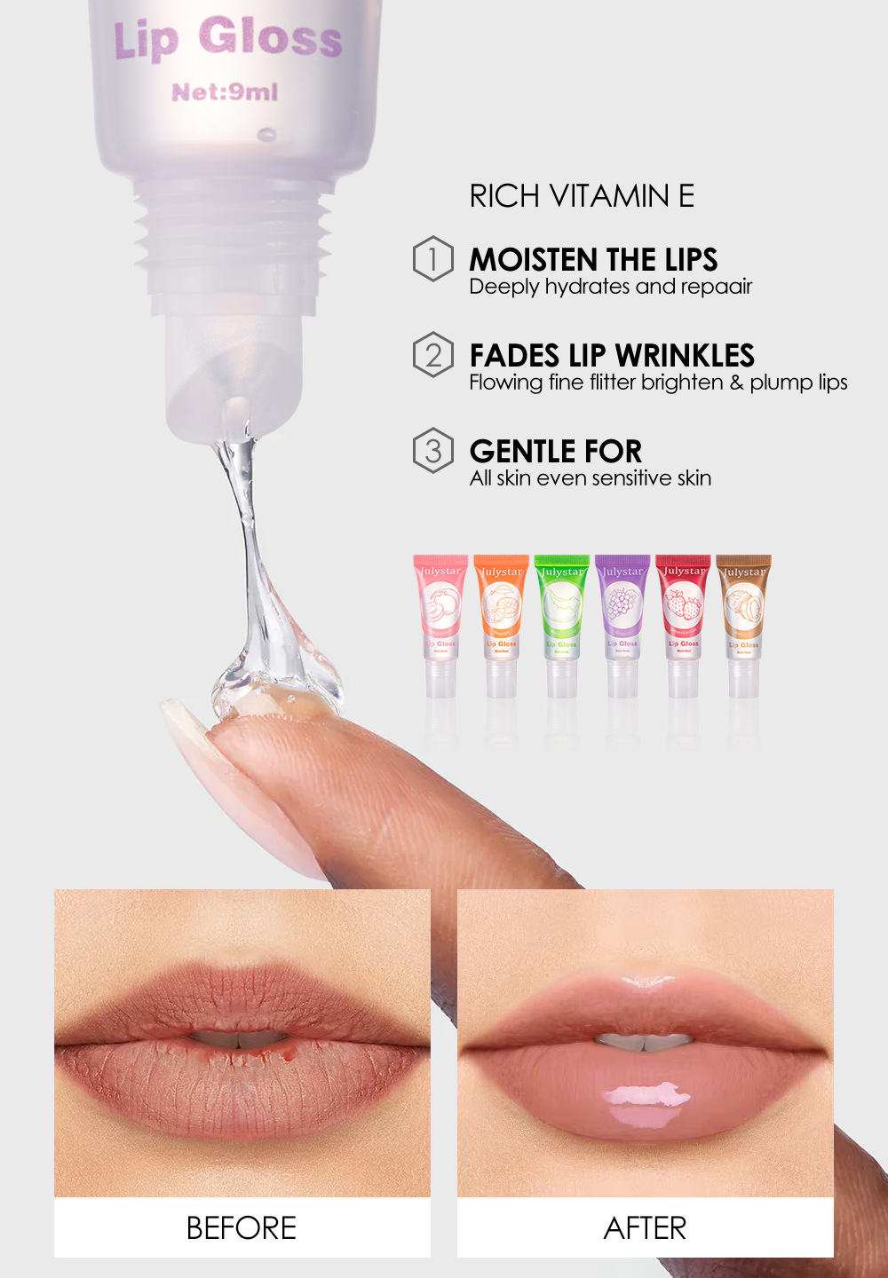 Julystar Multi-Color Fruit-Flavored Hydrating Lip Balm Item Picture