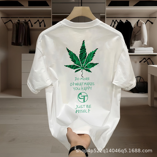 Summer Men's High-End Printed Short-Sleeve T-Shirt  New Fashion Pure Cotton T-Shirt Half-Sleeve Men's Fashion Trendy