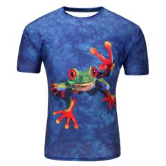 対外貿易3dt tシャツアマゾンカジュアル3d水滴プリントラウンドネックtシャツネット布半袖tシャツメーカー卸売り