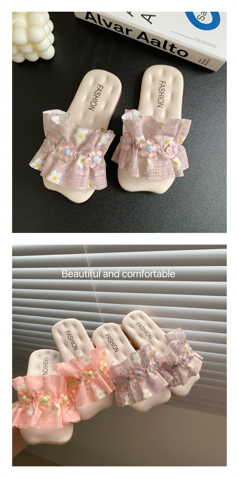 Søte sandaler i fe-stil med lotuskant og blomsterprinsesse, flat bunn, for jenter i alderen 3–11 år, sommer_voghion.com