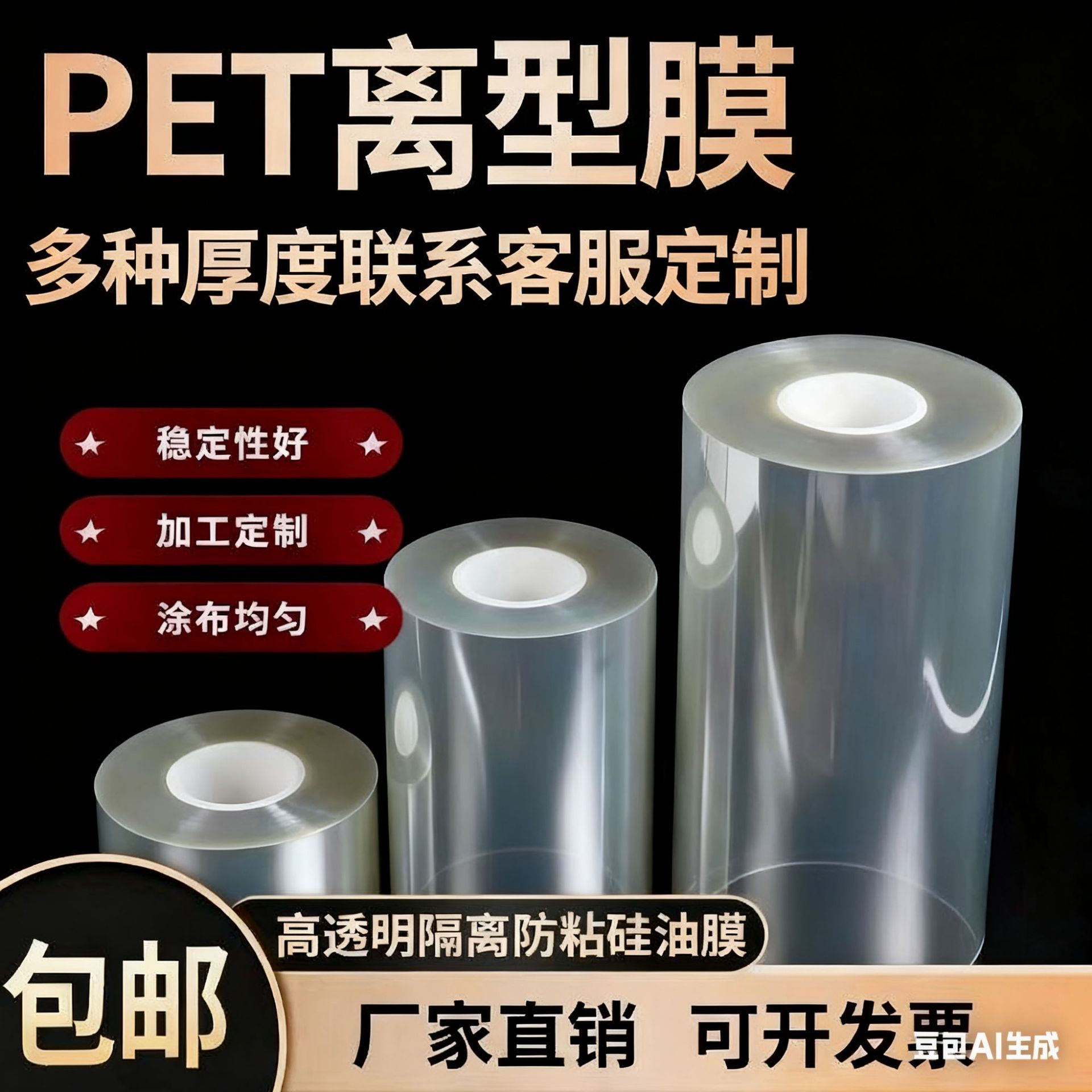 离型膜PET硅油离型膜透明聚酯薄膜离型膜切片分条0.012-0.25