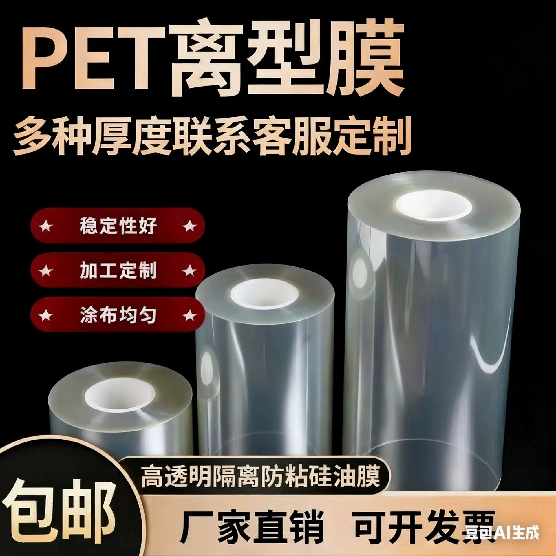 离型膜PET硅油离型膜透明聚酯薄膜离型膜切片分条0.012-0.25