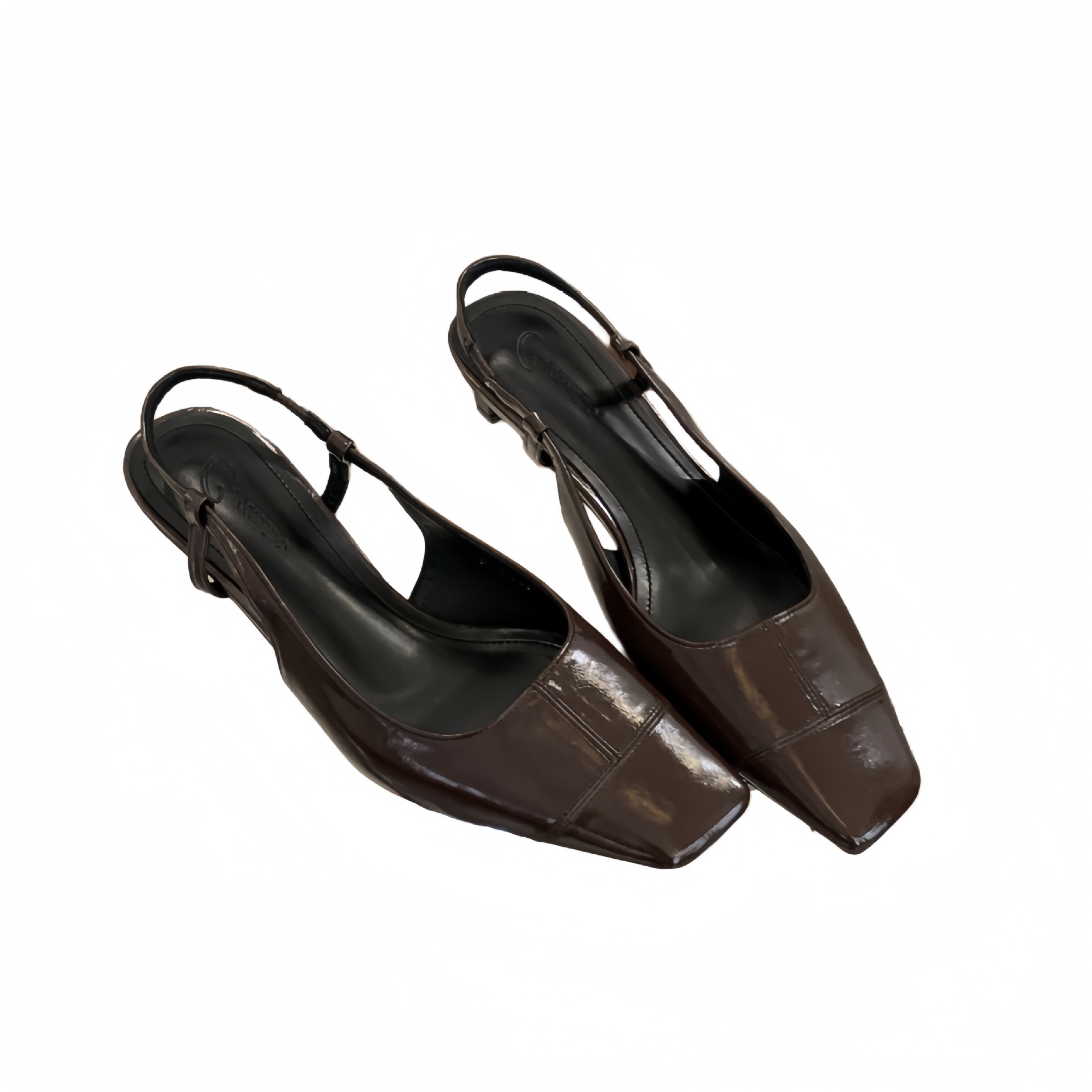 Retro fashionable sexy sandals square toe flat heels