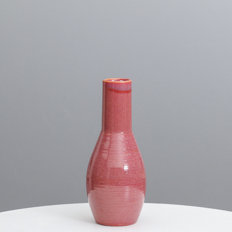 Cerámica moderna simple pequeña boca florero decoración Nordic salón escritorio arreglo floral flor seca decoración del hogar al por mayor