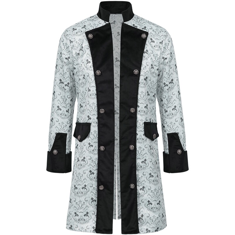 Cross-Border Medieval Retro Patchwork Printed Stand-Collar Tailcoat for Men and Women, Niche Design Multi-Button Jacket Performance Outfit Cross-Border Medieval Retro Patchwork Printed Stand-Collar Tailcoat for Men and Women, Niche Design Multi-Button Jacket Performance Outfit