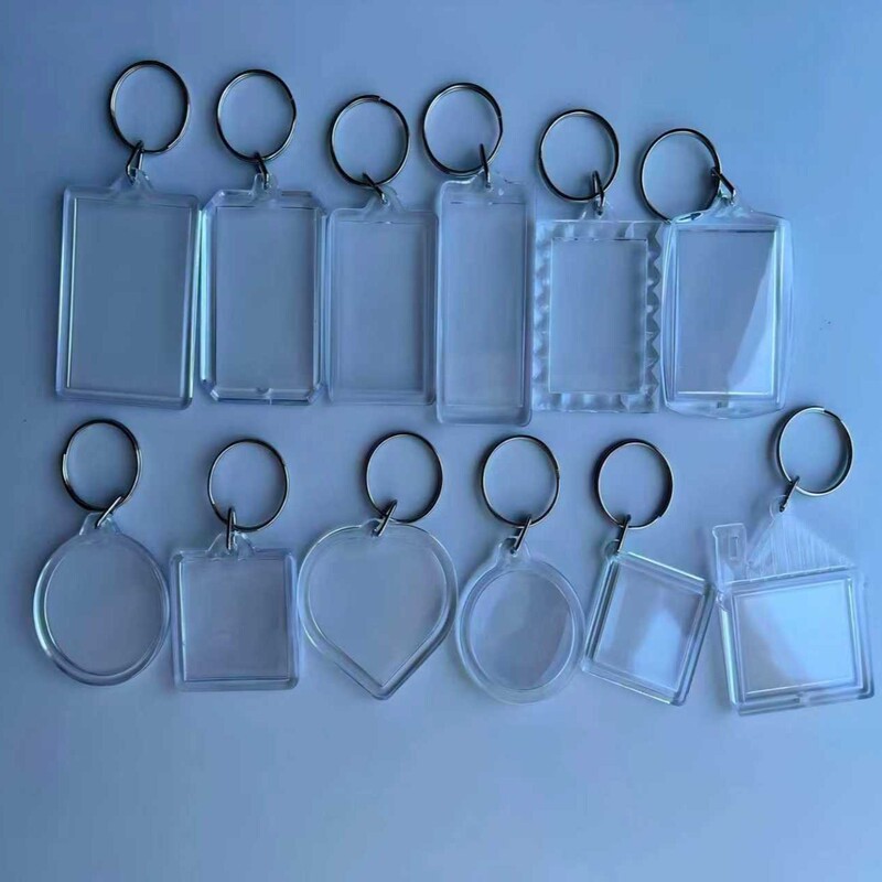 Mixed Batch Transparent Acrylic Keychain Photo Frame Blank Photo Holder for Studio, Tourist Attraction Photo Pendant, DIY Engraving