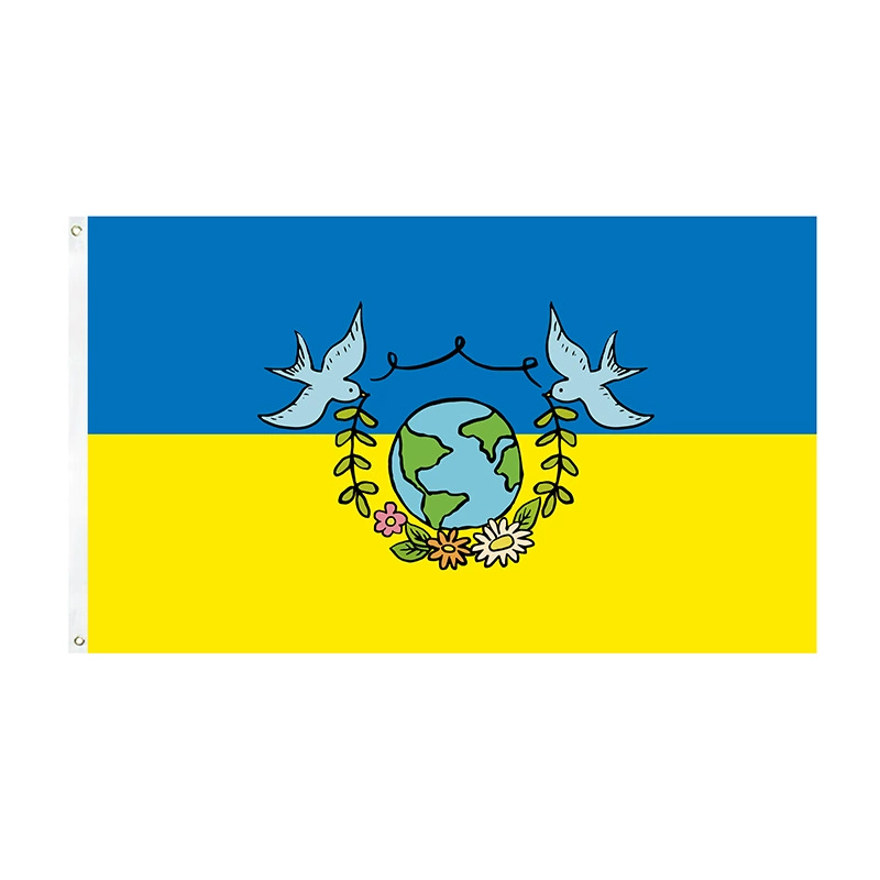 Украинский флаг и флаг мира, флаг мирной голубки, флаг 90×150, обработка кастомизации для нанесения
