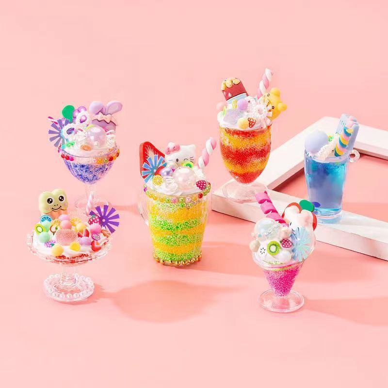 Ice cream handmade diy simulation toy mini colorful snowflake mud making material package cake dessert cup toy