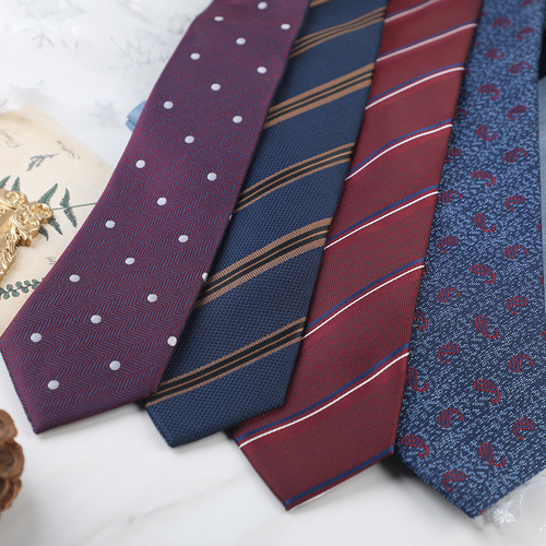 Tie 7cm men's business hand tie striped polyester formal casual shirt trendy men's must-have career