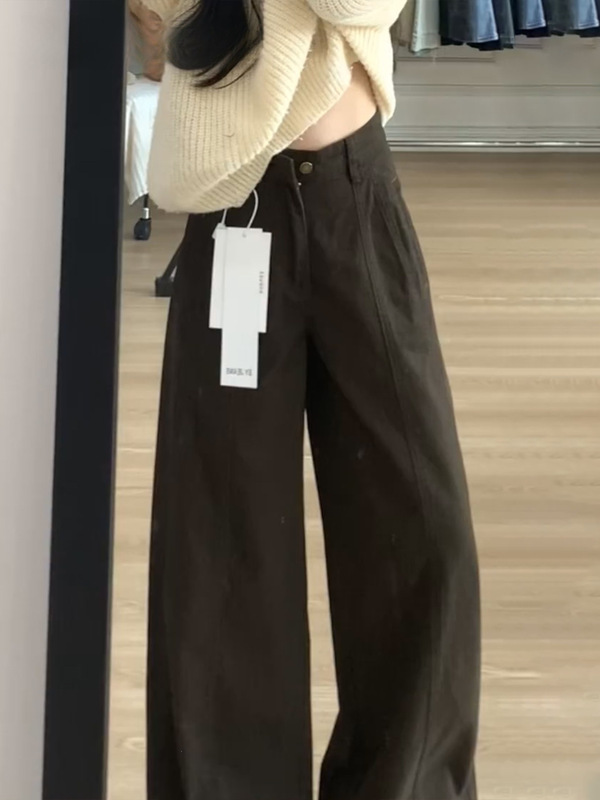 Coffee Brown Wide-Leg Jeans for Women 2026 Autumn New Loose Slimming High-Waisted Straight-Leg Pants Coffee Brown Wide-Leg Jeans for Women 2026 Autumn New Loose Slimming High-Waisted Straight-Leg Pants