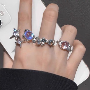 Manxing Diamond Moonlight cat eye ring female niche design temperament fashion personality irregular opening accessories fashion