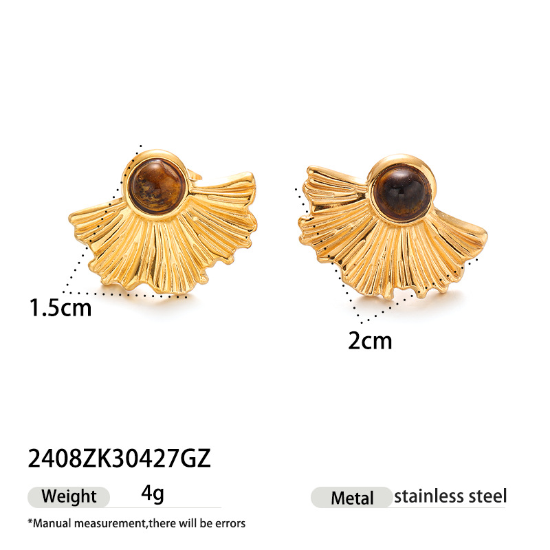 Taina europa y americana pendientes de acero inoxidable lujo ligero de alto nivel sensación de piedra triturada natural pendientes al por mayor joyería transfronteriza nicho
