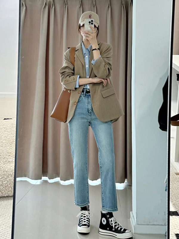 小西装外套女2025春秋新款超好看韩系休闲高级感小个子西服设计感|undefined