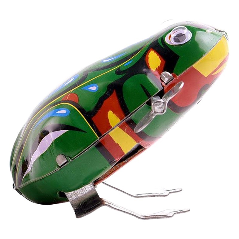 Genuine live eye jumping frog iron sheet jumping frog clockwork toy iron sheet hair strip live eye frog vintage toy wholesale