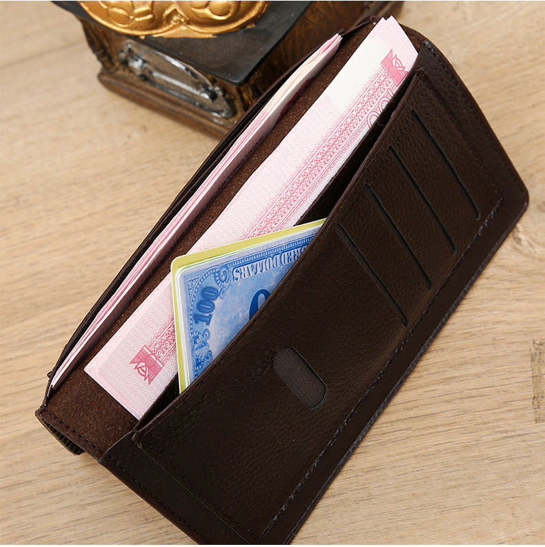 Men's Solid Color Pu Leather Open Long Wallets display picture 20
