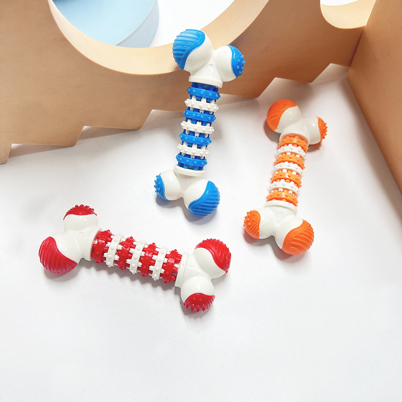 Nuevos productos transfronterizos para mascotas juguetes para perros TPR huesos de engranajes multicolores resistentes al desgaste dientes limpios juguetes para mascotas al por mayor