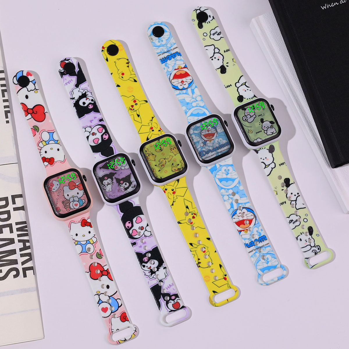 New Cartoon Color Screen Watch Digital Luminous Student Green Light Night Market Hot Selling Led Digital Watch to See the Time
