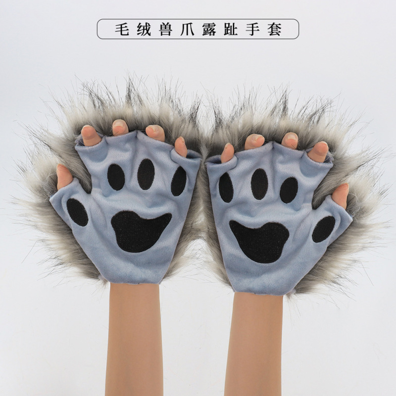 ぬいぐるみの猫の爪の手袋のハロウィンの役は道具のcosを演じます。|undefined