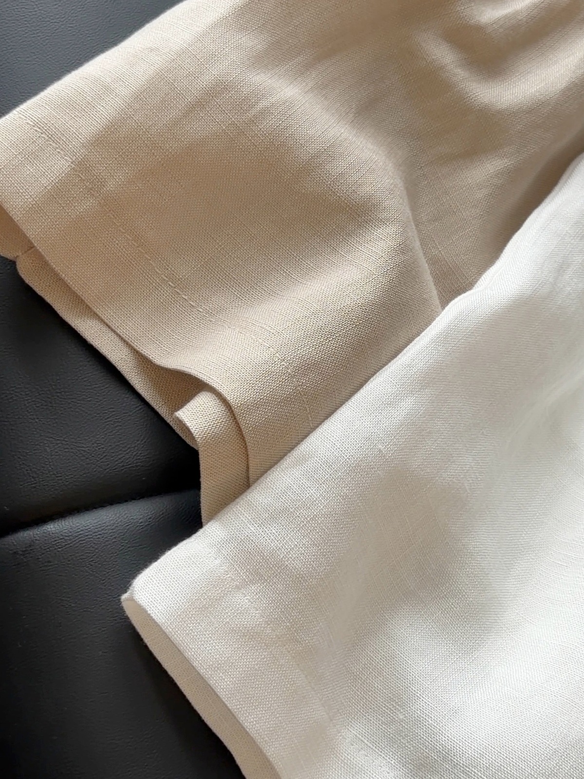Quần short nữ ống rộng cạp cao chất liệu cotton pha linen phong cách lão tiền phong — Tiền cũ chi tiết 10