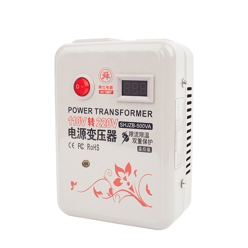 舜红500W纯铜变压器220v转110v转220v带显示表电压电源变压器美国