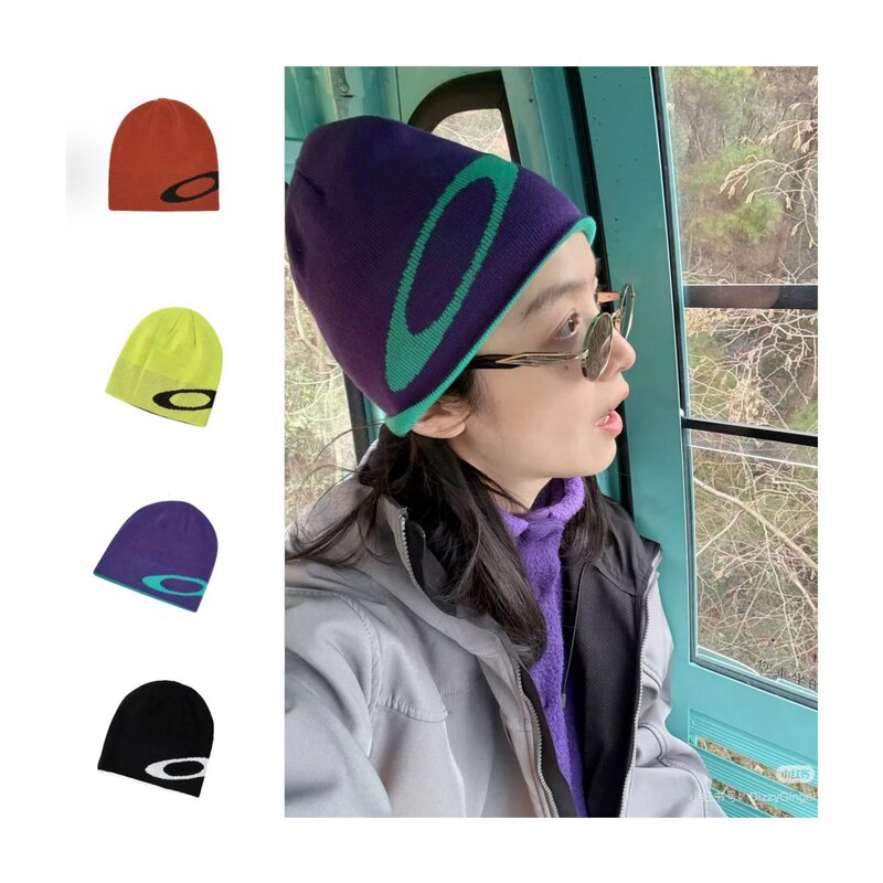 New Color Matching and Concave Shape Essentials # Trendy Item O@K Oak Reversible Jacquard Warm Knit Beanie