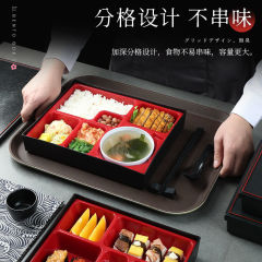 日式商務便當盒木紋壽司套餐盒多格外賣打包快餐飯盒帶蓋料理