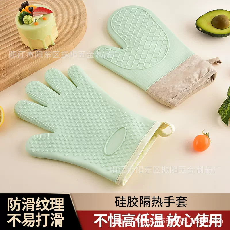 跨境代发烤箱隔热手套加厚防滑烘焙厨房家用微波炉硅胶防烫手套
