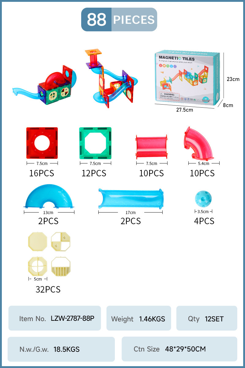 Ventana de color tubería pieza magnética bloque de construcción pieza suelta juguetes educativos para niños 118pcs caja de color transfronteriza paquete juguetes magnéticos