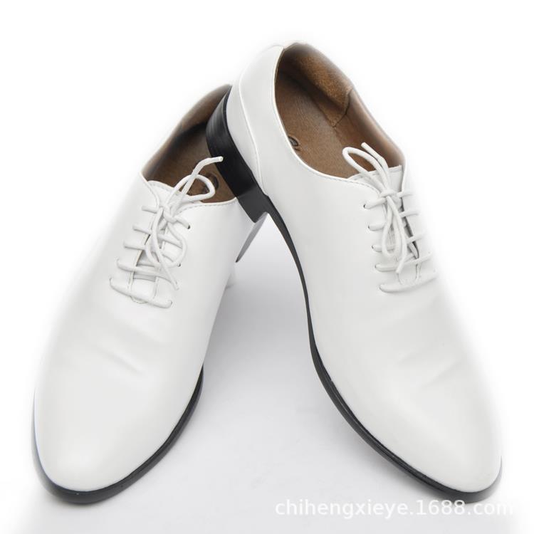 Spring and autumn new British pointed men's low heel white breathable leather shoes business casual shoes wedding shoes a generation of hair