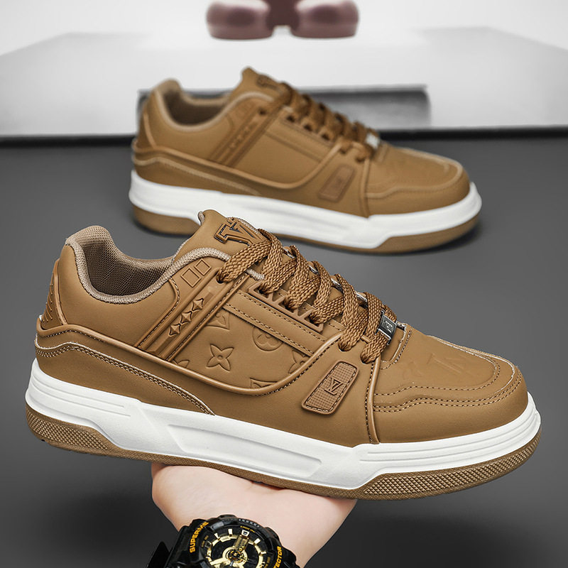 Giày sneaker nam cổ thấp đế dày phối màu, giày thể thao casual dây buộc — G8212 màu trắng, G8212 màu vàng lúa mì, G8212 trắng đen