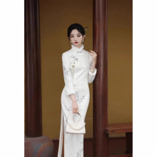 新中式改良旗袍新款连衣裙女长袖冬季加绒冬天长款气质女装秋冬款