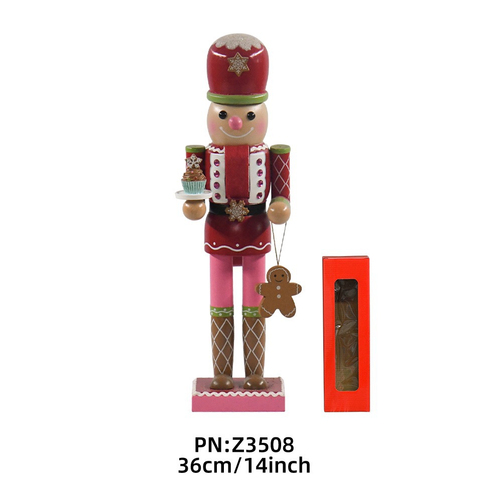 Transfronterizos 35cm pan de jengibre hombre calendario chef nuez soldados decoraciones navideñas fábrica de muñecas de madera al por mayor