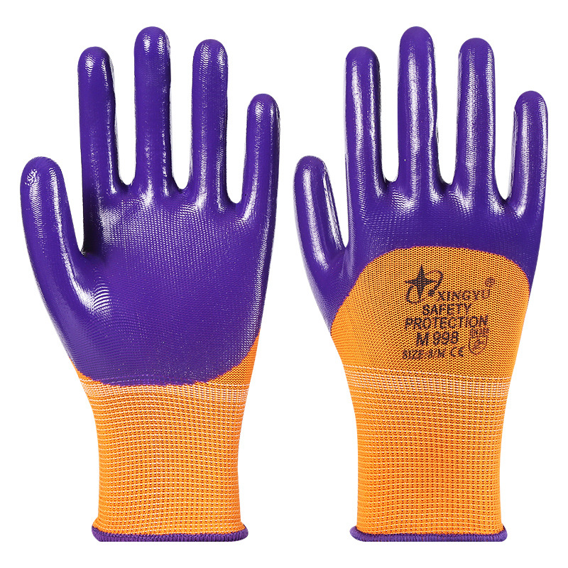 Xingyu N518 guantes de protección laboral de caucho nitrilo antideslizante y resistente al desgaste, reparación de automóviles resistente al aceite, guantes de protección laboral de nitrilo duradero