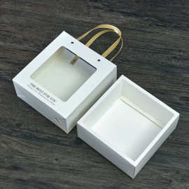 开窗礼盒白色手提抽屉式礼品盒创意内裤袜子茶叶包装盒伴手礼礼盒