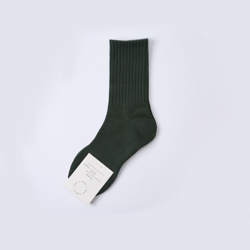 Plusox calcetines marrones calcetines de media pantorrilla de mujer Primavera, Otoño e Invierno calcetines japoneses retro hilo grueso pila ins moda