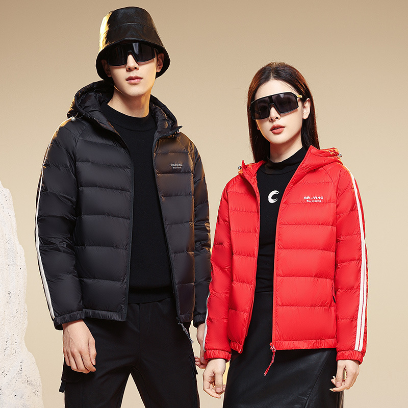 New lightweight autumn and winter short Light warm hooded cost-effective warm down jacket couple short men and women