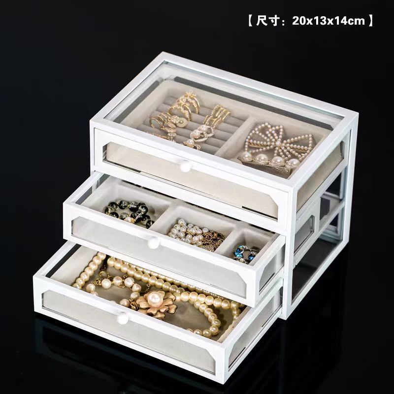 흰색 3 층 보석 상자