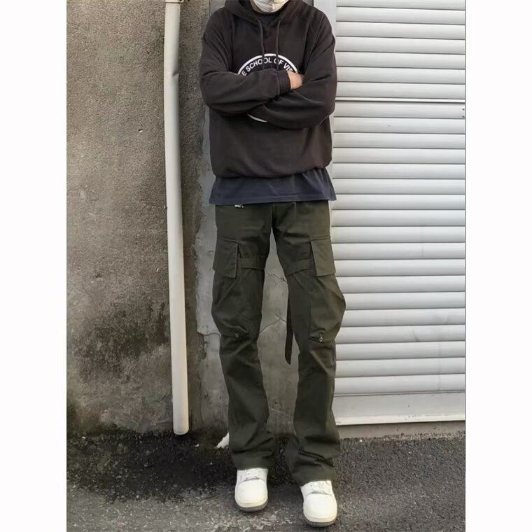 American Casual Pants Straight Barrel for Autumn 2024 All-match Japanese Tooling Pants Multi-pocket Thin Men
