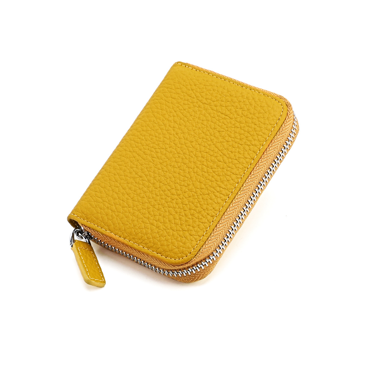 Amazon Japonés Cartera de cuero genuino MONEDERO órgano titular de la tarjeta RFID antirrobo cremallera monedero de la moneda de gran capacidad titular de la tarjeta