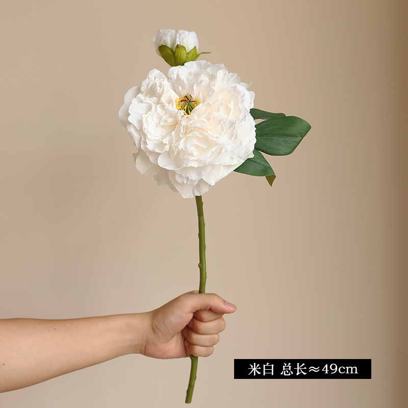 Flores de simulación de 2 flores de peonía de borde de coco, flores de loto falsas, decoración de escritorio de la casa nórdica, pintura al óleo de peonía falsa
