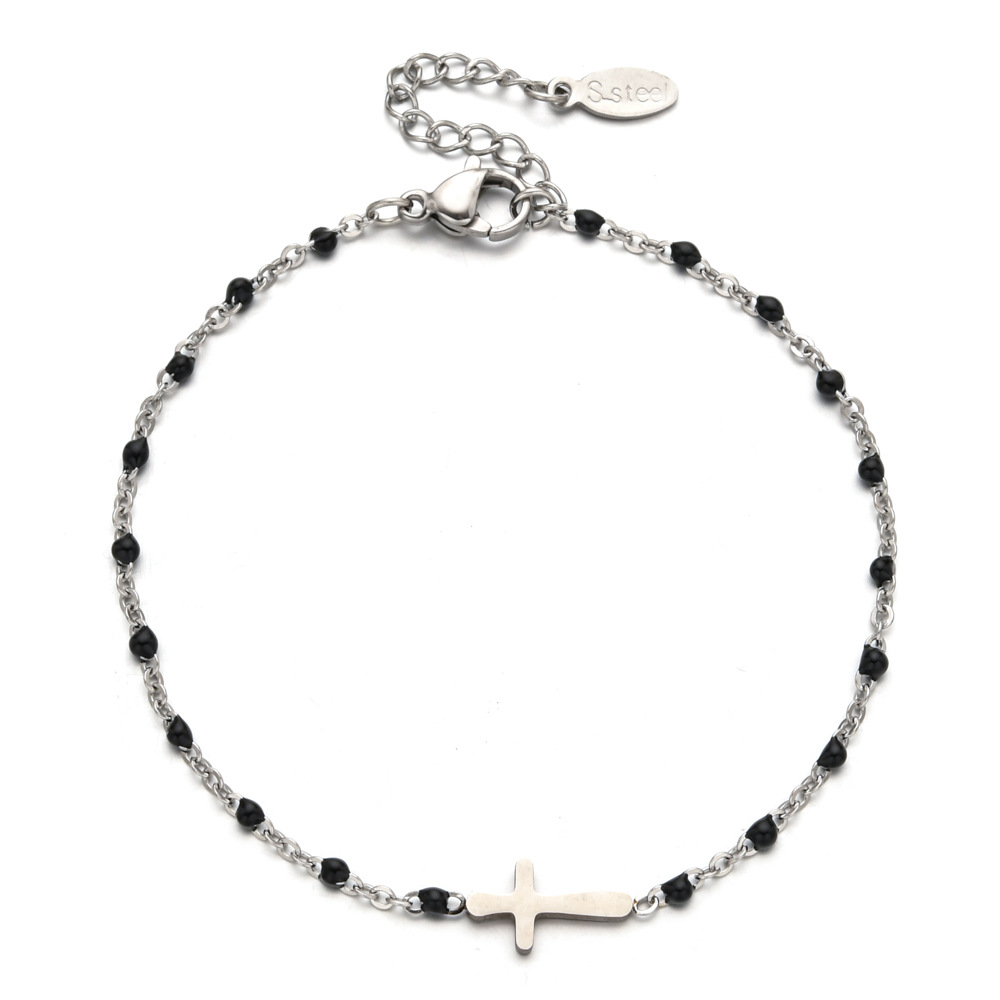 10g Weight Bracelets Classification 1 Piece Quantity Daily Occasion Stainless Steel Material Cross Pattern Women's Gender Enamel, Plating Design Simple Style Style Simple Style Cross Stainless Steel Enamel Plating Bracelets 7