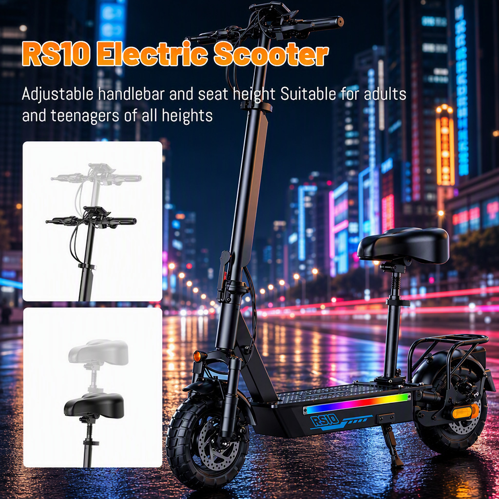 European and American overseas warehouse cross-border electric scooter with long range, 10-inch foldable, 1200W high power, long range for adults
