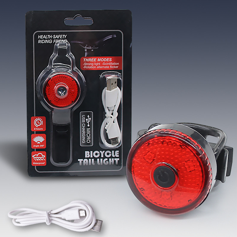 Mountain Bike USB Charging Creative Strap Tail Light Mountain Bike Outdoor Night Riding Equipment Accessories Flash