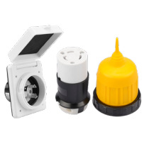 30A 美标房车电源线插座套装RV Boot Inlet L5-30P带黄色护套